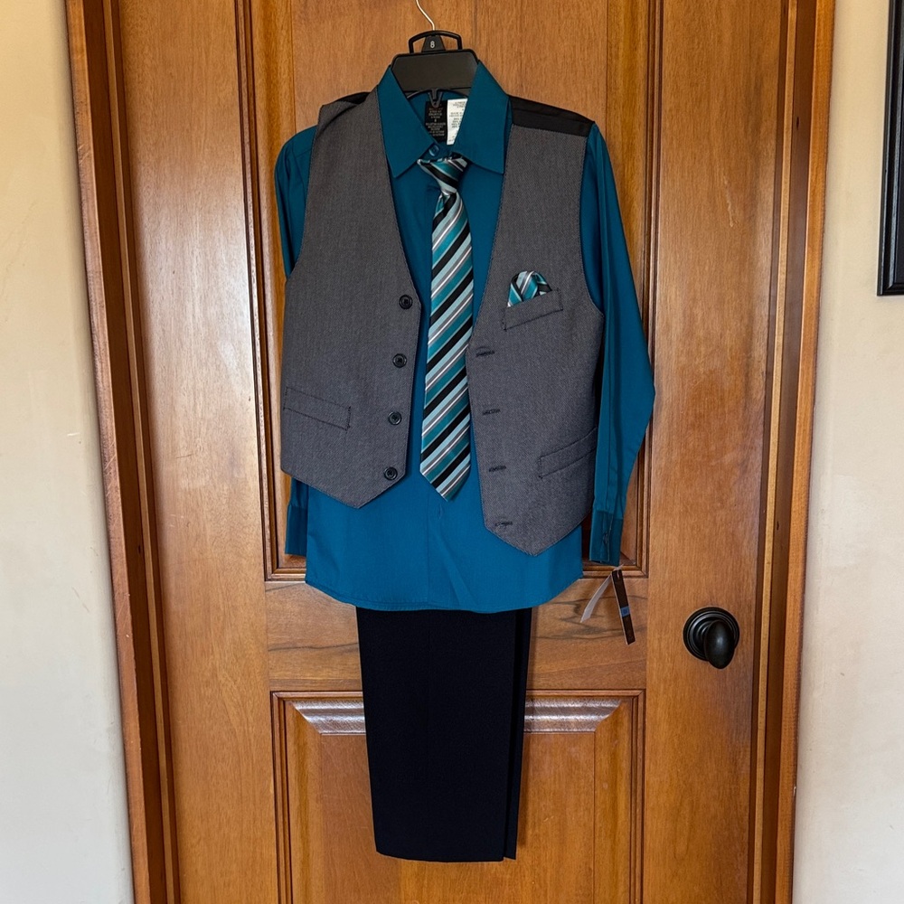 Dockers Blue Dress Shirt with Striped Tie